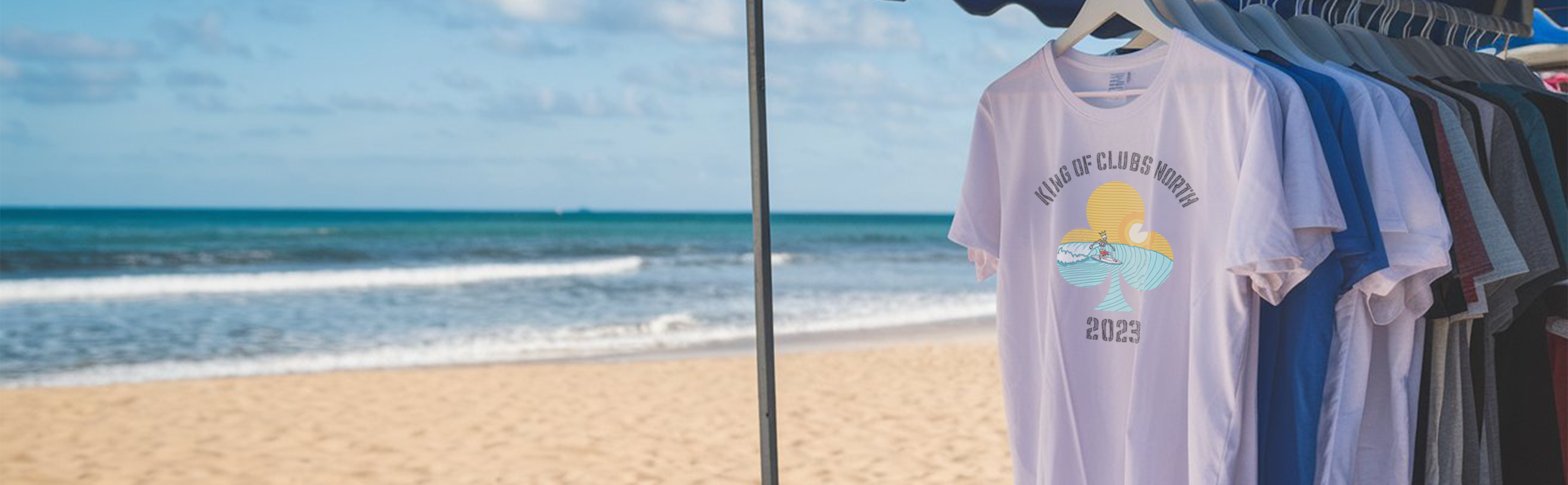 King of Clubs T-Shirt on shirt rack at Beach